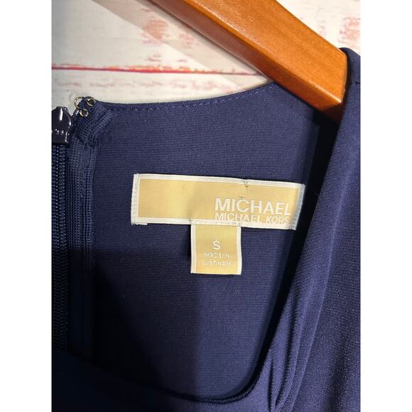 Michael Kors Blue Gold Grommet Pop Over Jumpsuit | Small - Picture 3 of 6